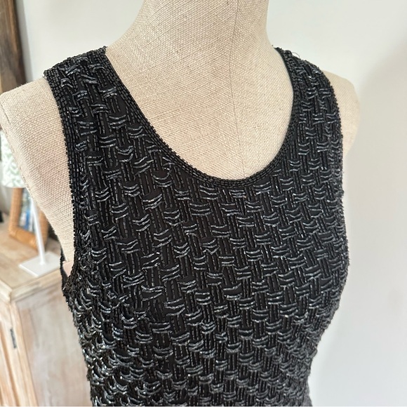VTG Laurence Kazar Black Beaded Evening Silk Gown - Picture 3 of 9